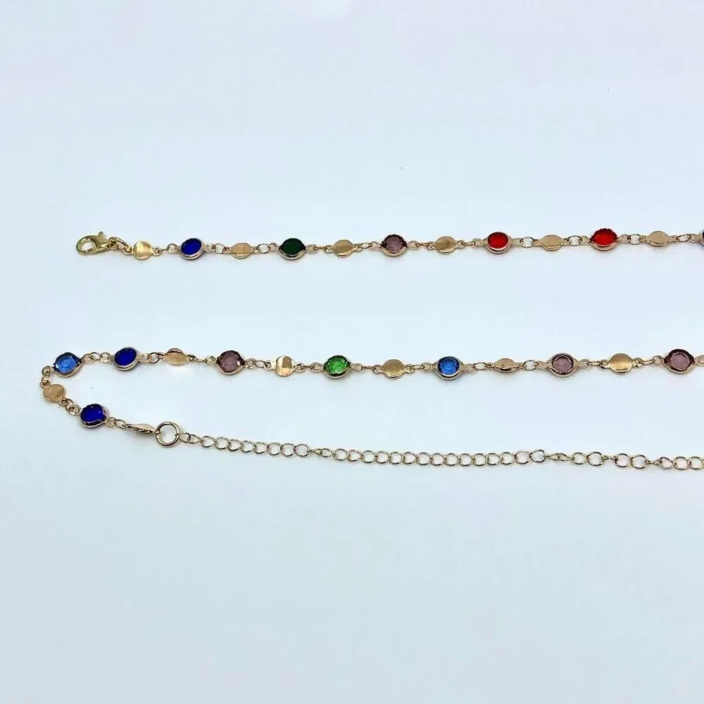 Y2K Cyber Multicolor Rhinestone Gold Chain Belt, Up to 37 Inches, X7GA1134